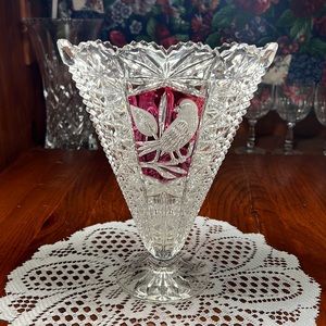 Hofbauer 24% Lead Crystal Vintage 9” Tall Flower Vase